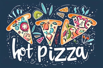 pizza drawing, Italian cuisine, drawing for pizzeria, illustration for cafe, illustration for restaurant, menu item