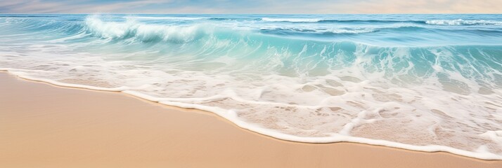 Fototapeta na wymiar A close-up shot of gentle waves caressing the shore on a pristine sandy beach