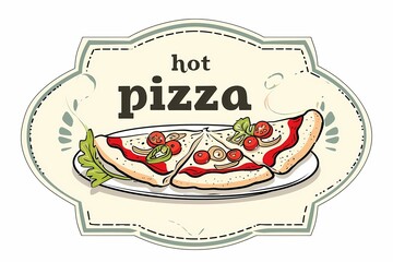 pizza drawing, Italian cuisine, drawing for pizzeria, illustration for cafe, illustration for restaurant, menu item