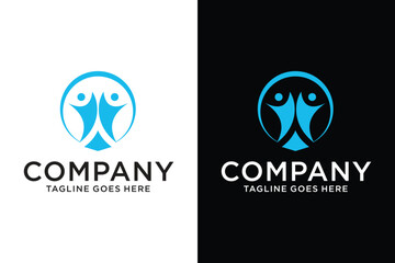 round logo design with happy human medical silhouette.