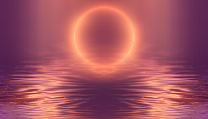 Fototapeta premium Futuristic empty neon background. High tech lines, studio product, future cyberspace concept. 3D illustration.