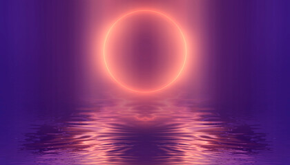 Futuristic empty neon background. High tech lines, studio product, future cyberspace concept. 3D illustration.