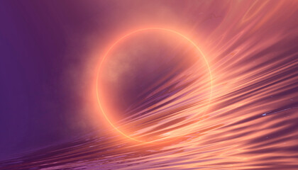 Futuristic empty neon background. High tech lines, studio product, future cyberspace concept. 3D illustration.