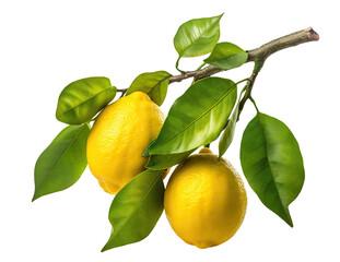 Branch of delicious ripe lemons, cut out