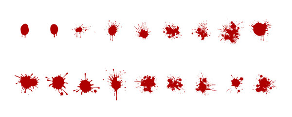 Set of red blood splatters on a white background vector eps10 - obrazy, fototapety, plakaty