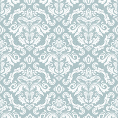 Orient classic pattern. Seamless abstract background with vintage elements. Orient light blue and white pattern. Ornament for wallpapers and packaging - 702399807