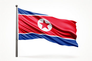 North Korean flag isolated on white background
