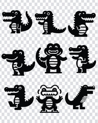 a set of crocodile vector icons, alligator vector illustrations