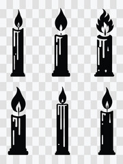 A set of candle icons, candle vector illustrations
