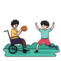 illustration of people with disabilities playing basketball together