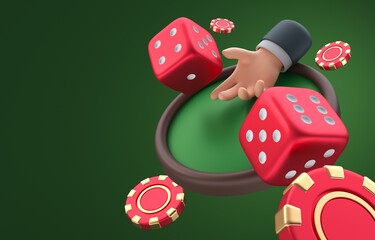 Throwing Casino Dices. 3D Illustration