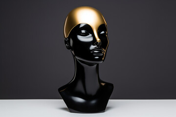 Minimalistic Female Mannequin Head in Gold and Black