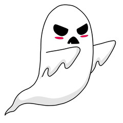 Cute halloween ghost is scaring. Vector Halloween concept, Cartoon Ghosts, Spooky vector, White ghost with black eyes, 