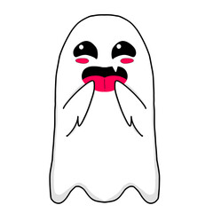 Cute halloween ghost laughing out loud. Vector Halloween concept, Cartoon Ghosts, Spooky vector, White ghost with black eyes, 
