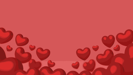 Floating Red Hearts on a Pink Background