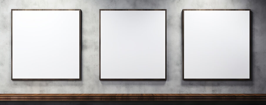 White boards on abstract wall. corporate identity image. Creative blank boards bacground.
