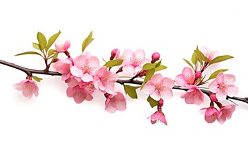 Fototapeta na wymiar Cherry blossom branch on white background