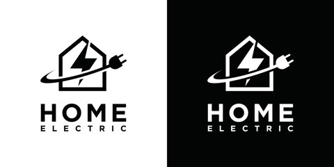 home electrical solution service logo design template inspiration. logo design for residential electricity. residential electricity - obrazy, fototapety, plakaty
