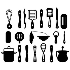 Hand drawn sketch set of kitchen utensils