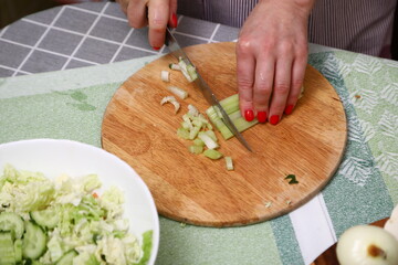 Fresh cut celery on the kitchen