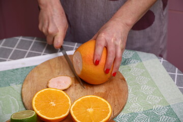 Obraz na płótnie Canvas Peel of grapefruit on the kitchen