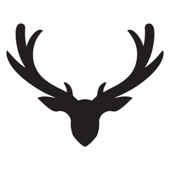 A black silhouette Deer horns icon set, Clipart on a white Background, Simple and Clean design, simplistic