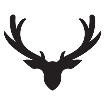 A black silhouette Deer horns icon set, Clipart on a white Background, Simple and Clean design, simplistic