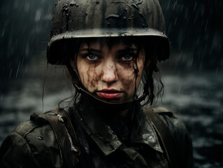 Soldier Going into War with explosions and big battles taking place