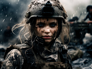 Soldier Going into War with explosions and big battles taking place