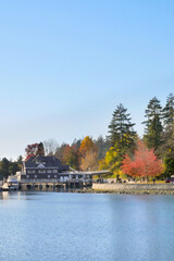 Fototapeta na wymiar Beautiful view of Stanley Park during a fall season in Vancouver, British Columbia, Canada