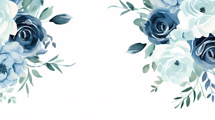 Floral frame with watercolor flowers, decorative flower background pattern, watercolor floral border background