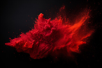 Red powder splash on black background