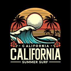 summer surf vector illustration