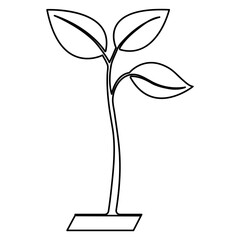 Continuous single-line art of plant. Cute plant one-line drawing vector and illustration