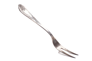 Old Silver Serving Fork isolated on white background