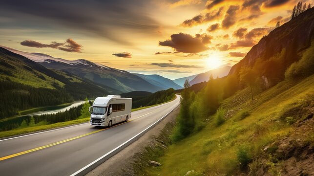 The road becomes our canvas! Our motorhome, amidst breathtaking scenery, paints an unforgettable picture of adventure and serenity.