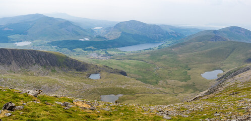 Fototapeta na wymiar Views from Mount Snowdon peak in Wales