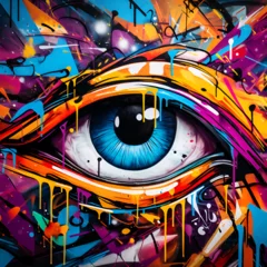 Photo sur Plexiglas Graffiti Graffiti on the wall abstract colorful background vibrand colors
