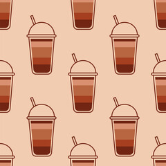 Seamless pattern with glasses of coffee
