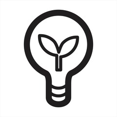 Sustainable ecological energy icon. Renewable biomass energy saving. Go to the power consumption of the green lamp tube. zero emission bulb. Design on white background.