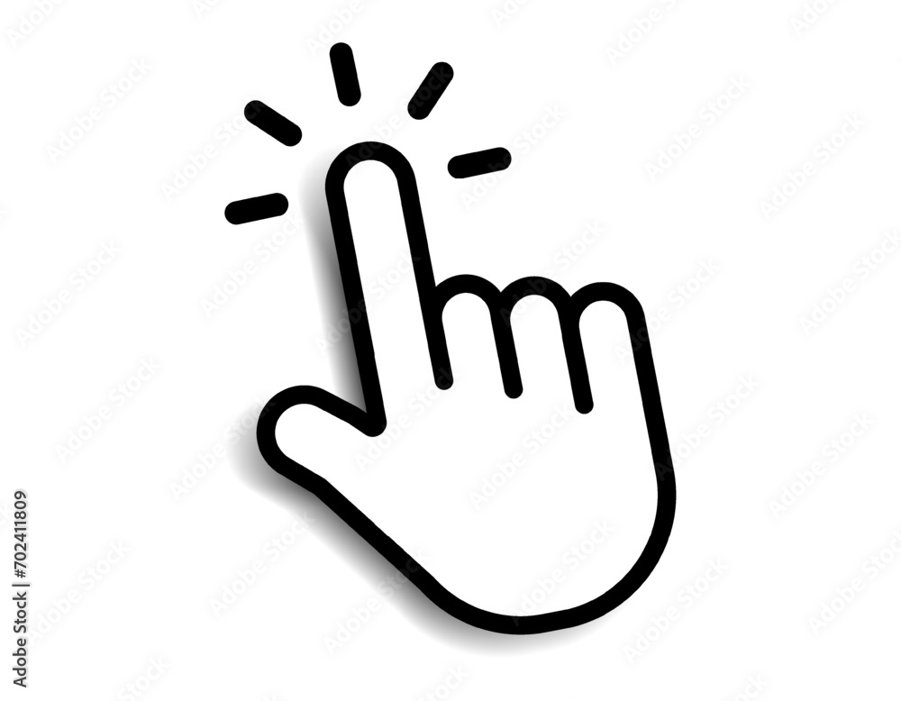 Aufkleber Mouse click cursor set. Hand Cursor. Click icon. Mouse pointer set. Arrow cursor. Pointer click icon. Clicking cursor, pointing hand clicks and waiting loading icons. Website arrows or hand icon.