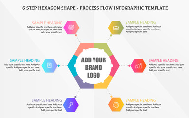 Hexagon shape six step infographic design