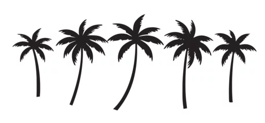 Poster Black palm tree set vector illustration on white background silhouette art black white stock illustration © Okkie Agemo Studio03