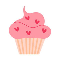 cupcake with hearts for Valentine's Day