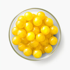 a bowl of yellow candies top view isolated on transparent background created with Generative Ai