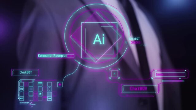 Animated infographics about artificial intelligence per person.