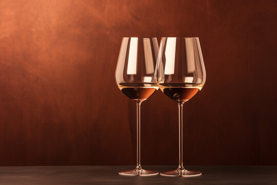 Wineglasses on brown background