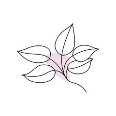 Continuous single-line art of plant. Cute plant one-line drawing vector and illustration