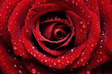 Red rose and water drops close-up. Generative AI