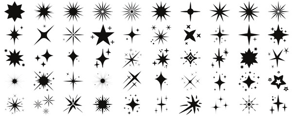 Twinkling stars.Shine icons.Sparkle star icons.Star icons. Sparkles, shining burst. Christmas vector symbols isolated. Design on white background. - obrazy, fototapety, plakaty